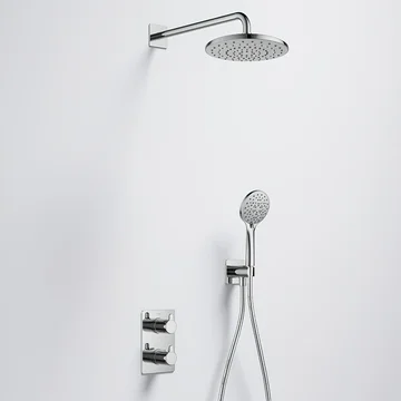 Flova Moonlight GoTurn Square Thermostatic Valve with Rainshower and Handset Kit