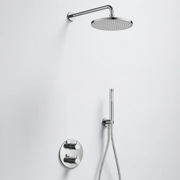 Flova Moonlight GoTurn Round Thermostatic Valve with Rainshower and Pencil Handset