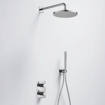 Flova Moonlight GoTurn Square Concealed Thermostatic Valve with Air-Mix Rainshower and Handset