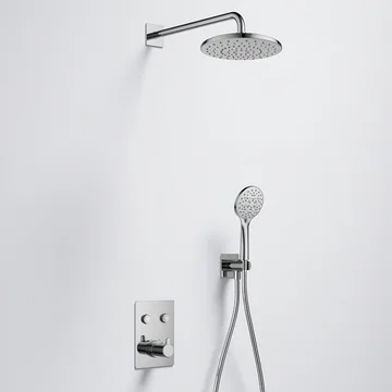 Flova Moonlight GoClick Square Thermostatic Valve with Rain Shower Head and Handset Kit