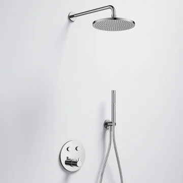 Flova Moonlight GoClick Round Thermostatic Valve with Rainshower and Pencil Handset