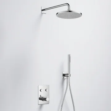 Flova Moonlight GoClick Square Thermostatic Valve with Rainshower and Pencil Handset