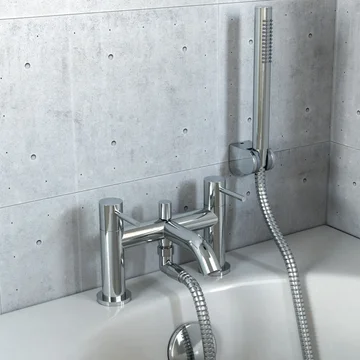 Joseph Miles Titan Flow Bridge Bath Mixer Tap with Shower Handset and Hose - Deck Mounted