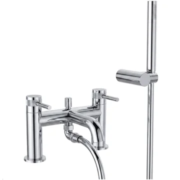 Joseph Miles Zeal Contemporary Bath Mixer Tap with Shower Handset - Fluted Stick Handles
