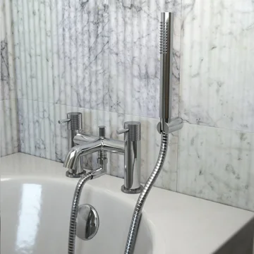 Joseph Miles Fenace Contemporary Bridge Bath Mixer Tap with Shower Handset and Hose