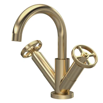 Hudson Reed Revolution Industrial Basin Mixer Tap with Push Button Waste - Wheel Handles - Ex-Display