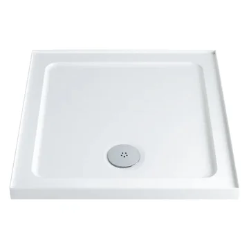 Twyford White 4-Upstand Square Shower Tray - ABS Capped Acrylic - 55mm High