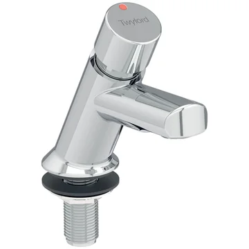 Twyford Sola Non-Concussive Self-Closing Chrome Basin Pillar Tap - Deck Mounted