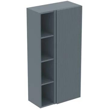 Ideal Standard Finesse Wall Hung Matt Ashblue Tall Unit with Open Shelves - Handle-Less - 1 Door