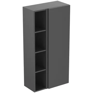 Ideal Standard Finesse Wall Hung Matt Anthracite Tall Unit with Open Shelves - Handle-Less - 1 Door