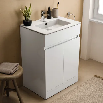 Ideal Standard Eurovit+ Floorstanding Vanity Unit with Basin - 2 Door - 640 x 861mm