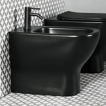 Ideal Standard Tesi Floorstanding Back-To-Wall Matt Black Bidet - 550mm Projection