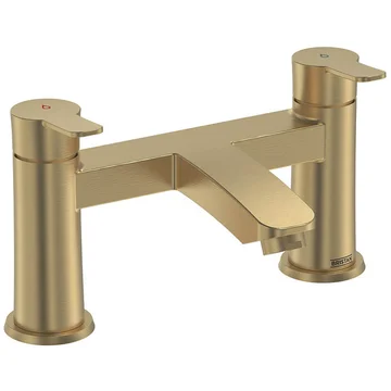 Bristan Appeal Contemporary Brushed Brass Bridge Bath Filler Tap - Flat Lever Handles
