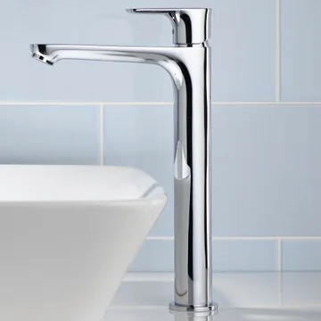 Ideal Standard Connect Air Tall Basin Mixer Tap with Straight Spout - Flat Handle - Deck Mounted
