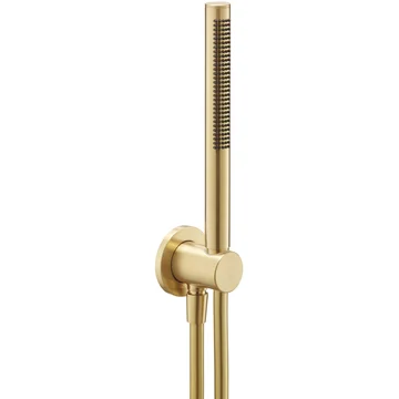 JTP VOS  Round Brushed Brass Slim Shower Handset Kit with Holder and Hose