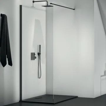 Ideal Standard Connect-2 Frameless Walk in Shower Screen - Silk Black Aluminium Profile