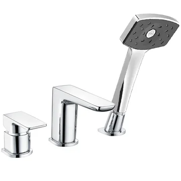 Methven Wai 3 Hole Chrome Bath Shower Mixer Tap with Handset - Flat Lever Handle