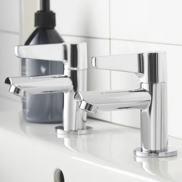 Methven Avoca Contemporary Pair of Chrome Basin Tap - Lever Handles