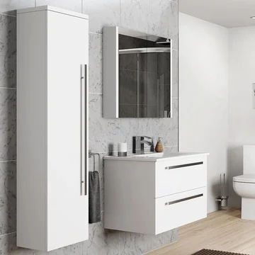 Kartell K-Vit Purity Wall Hung Gloss White Tall Bathroom Storage Cabinet - Reversible