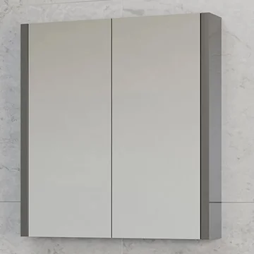 Kartell K-Vit Purity Wooden Wall Hung Storm Grey Gloss Mirror Cabinet - Two Door