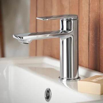 Methven Tasman Contemporary Mono Basin Mixer Tap with Press Top Waste - Flat Handle