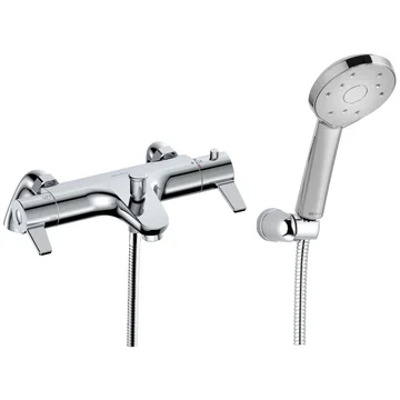 Methven Avoca Chrome Thermostatic Bath Mixer Tap with Satinjet Handset - Paddle Lever