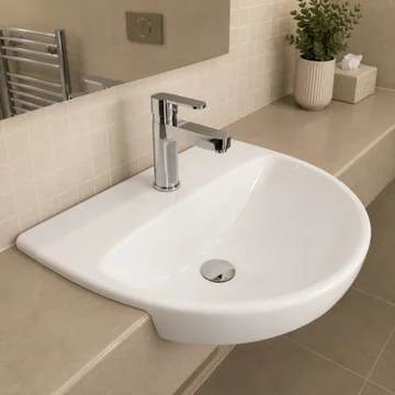 Twyford Alcona Semi-Recessed White Washbasin