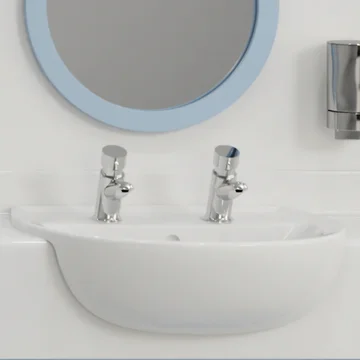 Twyford Sola Non-Concussive Self-Closing Pair of Chrome Basin Taps - Deck Mounted