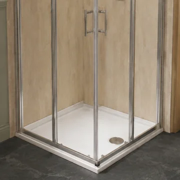 Twyford White 4-Upstand Square Shower Tray - ABS Capped Acrylic - 55mm High