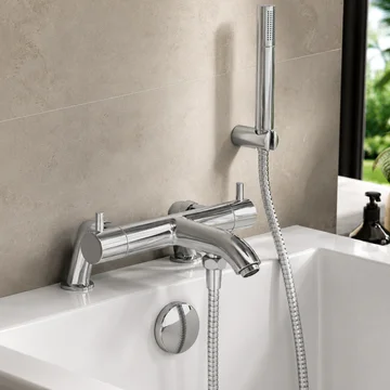 JTP Florence Thermostatic Chrome Bath Shower Mixer Tap - Stick Handles - Deck Mounted