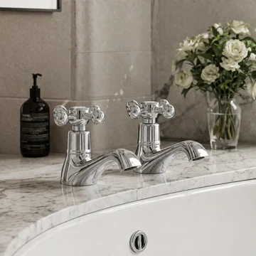 Joseph Miles Dottie Pair Of Deck Mounted Chrome Bath Pillar Taps
