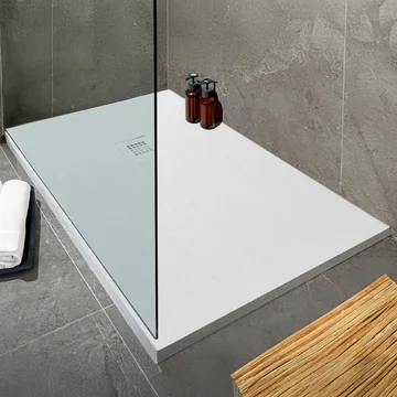 Kartell K-Vit Naturals Rectangular Stone-Effect Shower Tray - Anti-Slip - 30mm High