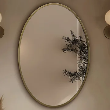Origins Living Delphine Brushed Brass Oval Mirror - Stainless Steel Frame - 550 x 800mm