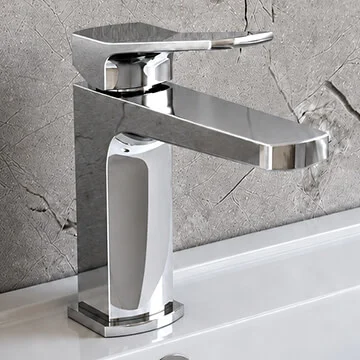 Joseph Miles Atoll Chrome Monobloc Basin Mixer Tap with Sprung Waste - Flat Handle
