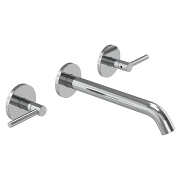 Tavistock Cohort 3 Hole Contemporary Basin Mixer Tap with Fixed Spout - Wall Mounted