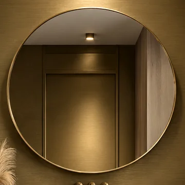 Origins Living Oslo Round Brushed Brass Mirror - Stainless Steel Frame