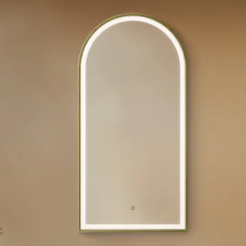 Origins Living Lomax Light Arch Frontlit Brushed Brass LED Mirror with Demister Pad