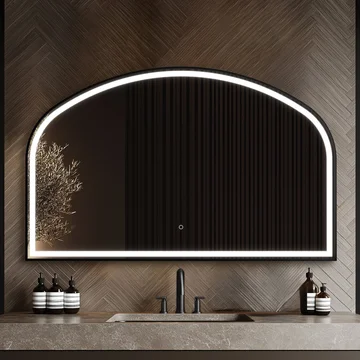 Origins Living Lomax Light Overmantel Arch Frontlit Black LED Mirror - 1200 x 750mm