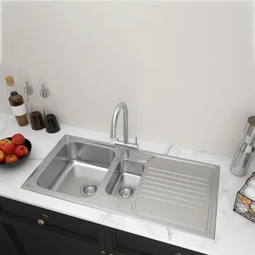 Reginox Senator-15 Stainless Steel Kitchen Sink with Drainer 1000 x 500mm - 1.5 Bowl