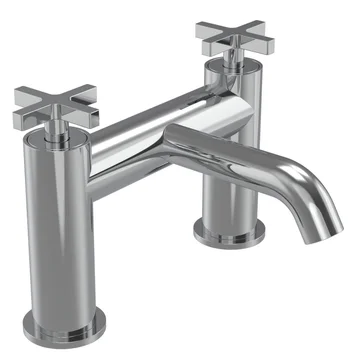 Tavistock Cohort Contemporary Bridge Bath Mixer Tap with Curved Spout - Deck Mounted