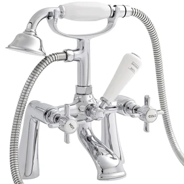 Kartell K-Vit Klassique Traditional Chrome Bridge Bath Mixer Tap with Shower Handset and Hose