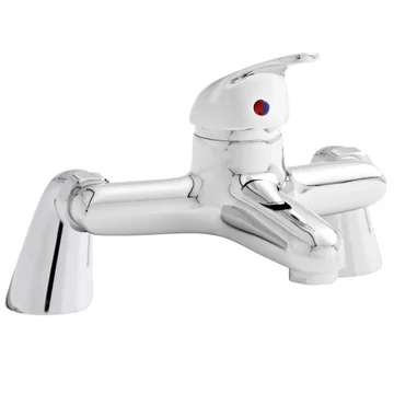 Kartell K-Vit G4K Chrome Bath Mixer Tap - Curved Lever Handle - Deck Mounted