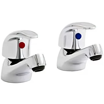 Kartell K-Vit G4K Contemporary Pair of Chrome Basin Taps - Curved Lever Handles