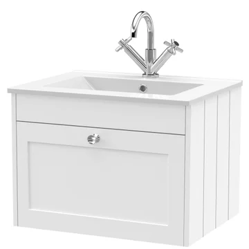 Hudson Reed Old London Ashwick Wall-Hung Vanity Unit with Basin and Handle - 1 Drawer