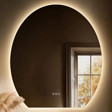 Origins Living Claris Oval Cut LED Backlit Mirror with Demister Pad - 800 x 900mm - Image