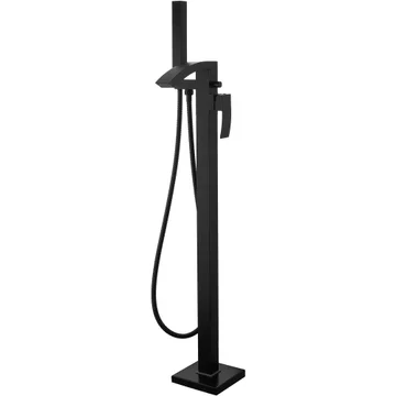 Kartell K-Vit Fiuto Nero Matt Black Floorstanding Bath Mixer with Shower Handset and Hose