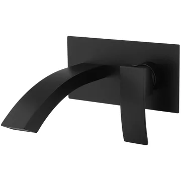 Kartell K-Vit Fiuto Nero Matt Black Basin Mixer Tap with Backplate - Curved Handle and Spout