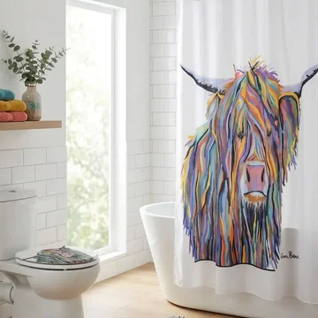 Croydex Angus McCoo White Textile Shower Curtain