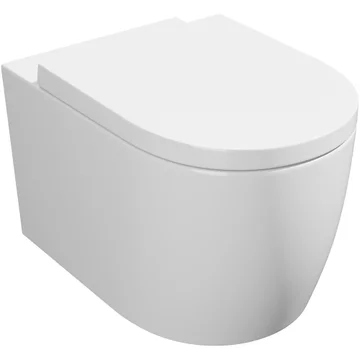 Kartell K-Vit Genoa Round Rimless Wall Hung Toilet with Soft-Close Seat - 360 x 550mm