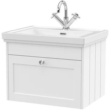 Hudson Reed Old London Ashwick Wall-Hung Vanity Unit with Fireclay Basin - 1 Drawer